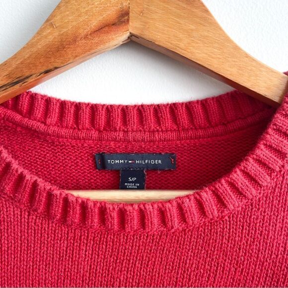 Tommy Hilfiger Sweater Red Crewneck Snowflake Cotton Women's S Long Sleeved - Picture 3 of 7